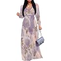 PinkPatty Women's Long Sleeve Maxi Dress Plus Size Trendy Wedding Guest Dress with Pockets&amp;Belt