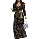 PinkPatty Women's Long Sleeve Maxi Dress Plus Size Trendy Wedding Guest Dress with Pockets&amp;Belt