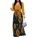 PinkPatty Women's Long Sleeve Maxi Dress Plus Size Trendy Wedding Guest Dress with Pockets&amp;Belt