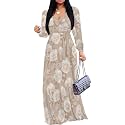 PinkPatty Women's Long Sleeve Maxi Dress Plus Size Trendy Wedding Guest Dress with Pockets&amp;Belt