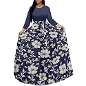 PinkPatty Women's Long Sleeve Maxi Dress Plus Size Casual V Neck Wrap Dress with Pockets&amp;Belt
