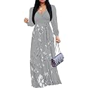 PinkPatty Women's Long Sleeve Maxi Dress Plus Size Trendy Wedding Guest Dress with Pockets&amp;Belt