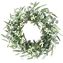 Pinkpum 20'' Eucalyptus Wreath for Front Door Green Decor for Home Farmhouse Wall Spring Summer Fall Outdoor Indoor Porch Window All Seasons
