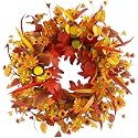 Pinkpum 22" Fall Wreath Front Door Artificial Daisy Wall Decor Autumn