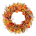 Pinkpum 22" Fall Wreath for Front Door Pumpkin Artificial Wall Decor Autumn