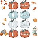 Pinkunn 2 Pcs Fall Decor Pumpkin Door Sign Outdoor Wall Decor, Retro Color