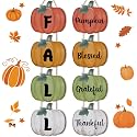 Pinkunn 2 Pcs Fall Decor Pumpkin Door Sign Outdoor Wall Decor, Bright Color