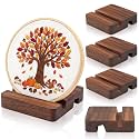 Pinkunn 3 Pcs Walnut Wood Embroidery Hoop Stand 2 Tier Groove Base