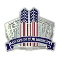 PinMart's 9/11 September 11th Patriotic Twin Towers Lapel Pin – 9/11 Memorabilia and Pentagon Remembrance – Commemorative Enamel Pins for Veterans, Events, Backpacks, Hats - Single or Bulk Packs