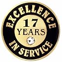 PinMart Gold Color Plated Excellence in Service Year Award Lapel Pin – Metal Enamel Workplace Reward Pin w/Rhinestone – 1-60 Years Pins for Long Standing Employees