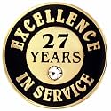 PinMart Gold Color Plated Excellence in Service Year Award Lapel Pin – Metal Enamel Workplace Reward Pin w/Rhinestone – 1-60 Years Pins for Long Standing Employees
