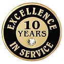 PinMart Gold Color Plated Excellence in Service Year Award Lapel Pin – Metal Enamel Workplace Reward Pin w/Rhinestone – 1-60 Years Pins for Long Standing Employees