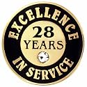 PinMart Gold Color Plated Excellence in Service Year Award Lapel Pin – Metal Enamel Workplace Reward Pin w/Rhinestone – 1-60 Years Pins for Long Standing Employees