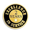 PinMart Gold Color Plated Excellence in Service Year Award Lapel Pin – Metal Enamel Workplace Reward Pin w/Rhinestone – 1-60 Years Pins for Long Standing Employees