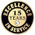 PinMart Gold Color Plated Excellence in Service Year Award Lapel Pin – Metal Enamel Workplace Reward Pin w/Rhinestone – 1-60 Years Pins for Long Standing Employees