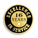 PinMart Gold Color Plated Excellence in Service Year Award Lapel Pin – Metal Enamel Workplace Reward Pin w/Rhinestone – 1-60 Years Pins for Long Standing Employees