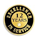 PinMart Gold Color Plated Excellence in Service Year Award Lapel Pin – Metal Enamel Workplace Reward Pin w/Rhinestone – 1-60 Years Pins for Long Standing Employees