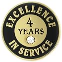 PinMart Gold Color Plated Excellence in Service Year Award Lapel Pin – Metal Enamel Workplace Reward Pin w/Rhinestone – 1-60 Years Pins for Long Standing Employees