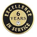 PinMart Gold Color Plated Excellence in Service Year Award Lapel Pin – Metal Enamel Workplace Reward Pin w/Rhinestone – 1-60 Years Pins for Long Standing Employees