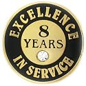 PinMart Gold Color Plated Excellence in Service Year Award Lapel Pin – Metal Enamel Workplace Reward Pin w/Rhinestone – 1-60 Years Pins for Long Standing Employees