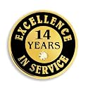 PinMart Gold Color Plated Excellence in Service Year Award Lapel Pin – Metal Enamel Workplace Reward Pin w/Rhinestone – 1-60 Years Pins for Long Standing Employees