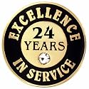 PinMart Gold Color Plated Excellence in Service Year Award Lapel Pin – Metal Enamel Workplace Reward Pin w/Rhinestone – 1-60 Years Pins for Long Standing Employees
