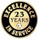 PinMart Gold Color Plated Excellence in Service Year Award Lapel Pin – Metal Enamel Workplace Reward Pin w/Rhinestone – 1-60 Years Pins for Long Standing Employees