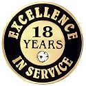 PinMart Gold Color Plated Excellence in Service Year Award Lapel Pin – Metal Enamel Workplace Reward Pin w/Rhinestone – 1-60 Years Pins for Long Standing Employees