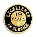 PinMart Gold Color Plated Excellence in Service Year Award Lapel Pin – Metal Enamel Workplace Reward Pin w/Rhinestone – 1-60 Years Pins for Long Standing Employees