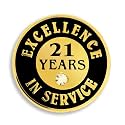 PinMart Gold Color Plated Excellence in Service Year Award Lapel Pin – Metal Enamel Workplace Reward Pin w/Rhinestone – 1-60 Years Pins for Long Standing Employees