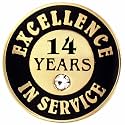 PinMart Gold Color Plated Excellence in Service Year Award Lapel Pin – Metal Enamel Workplace Reward Pin w/Rhinestone – 1-60 Years Pins for Long Standing Employees