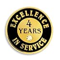 PinMart Gold Color Plated Excellence in Service Year Award Lapel Pin – Metal Enamel Workplace Reward Pin w/Rhinestone – 1-60 Years Pins for Long Standing Employees