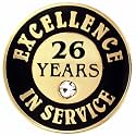 PinMart Gold Color Plated Excellence in Service Year Award Lapel Pin – Metal Enamel Workplace Reward Pin w/Rhinestone – 1-60 Years Pins for Long Standing Employees