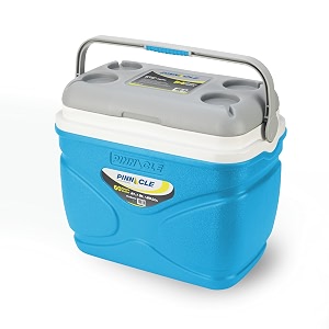 pinnacle prudence chiller ice box 20 ltr  fits 30 cans  keeps cool upto 60hrs  insulated ice box with drink holder  portable cold box cooler for car travel picnic medical campaign sports