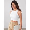 Cotton Women’s Sando Top, Fitted Sleeveless Tank for Women, Soft Breathable Stretch Fabric, High Neck Casual Innerwear Layering Top, Black/White