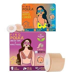 pinq polka premium disposable nipple cover 10 pcs amp breast tape for breast push uplift amp shape nude 1pc