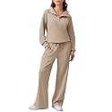 PINSPARK 2 Piece Sets for Women 1/4 Zip Lounge Matching Set Fall Outfits