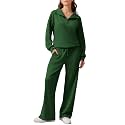 PINSPARK 2 Piece Sets for Women 1/4 Zip Lounge Matching Set Fall Outfits