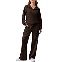 PINSPARK 2 Piece Sets for Women 1/4 Zip Lounge Matching Set Fall Outfits