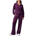 PINSPARK 2 Piece Sets for Women 1/4 Zip Lounge Matching Set Fall Outfits