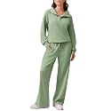 PINSPARK 2 Piece Sets for Women 1/4 Zip Lounge Matching Set Fall Outfits