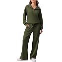 PINSPARK 2 Piece Sets for Women 1/4 Zip Lounge Matching Set Fall Outfits