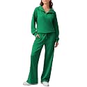 PINSPARK 2 Piece Sets for Women 1/4 Zip Lounge Matching Set Fall Outfits