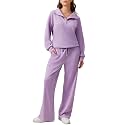 PINSPARK 2 Piece Sets for Women 1/4 Zip Lounge Matching Set Fall Outfits