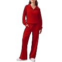 PINSPARK 2 Piece Sets for Women 1/4 Zip Lounge Matching Set Fall Outfits