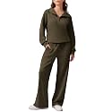 PINSPARK 2 Piece Sets for Women 1/4 Zip Lounge Matching Set Fall Outfits