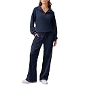 PINSPARK 2 Piece Sets for Women 1/4 Zip Lounge Matching Set Fall Outfits