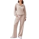 PINSPARK 2 Piece Sets for Women 1/4 Zip Lounge Matching Set Fall Outfits