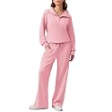 PINSPARK 2 Piece Sets for Women 1/4 Zip Lounge Matching Set Fall Outfits