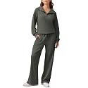 PINSPARK 2 Piece Sets for Women 1/4 Zip Lounge Matching Set Fall Outfits